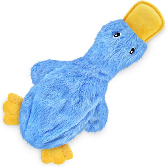 Interactive Squeaky Dog Chew Toy, Ideal Dog Toys for Chewers, Small, Medium & Large Dogs, and Fetch Lovers - Crinkle Duck (Blue), Large