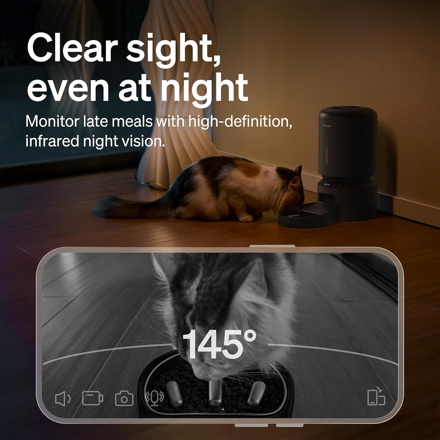 Automatic Dog Feeder with Camera, Auto Cat Food Dispenser Slow Feeders Dogs Bowl, 1080P HD Video with Night Vision, 5G Wifi with 2-Way Audio, Stainless Steel Slow Food Tray